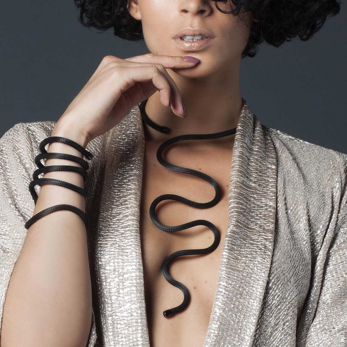 Collana-Bracciale-Breil-NEW-SNAKE-Acciaio-Lucido-Ip-Black-FOTO-2
