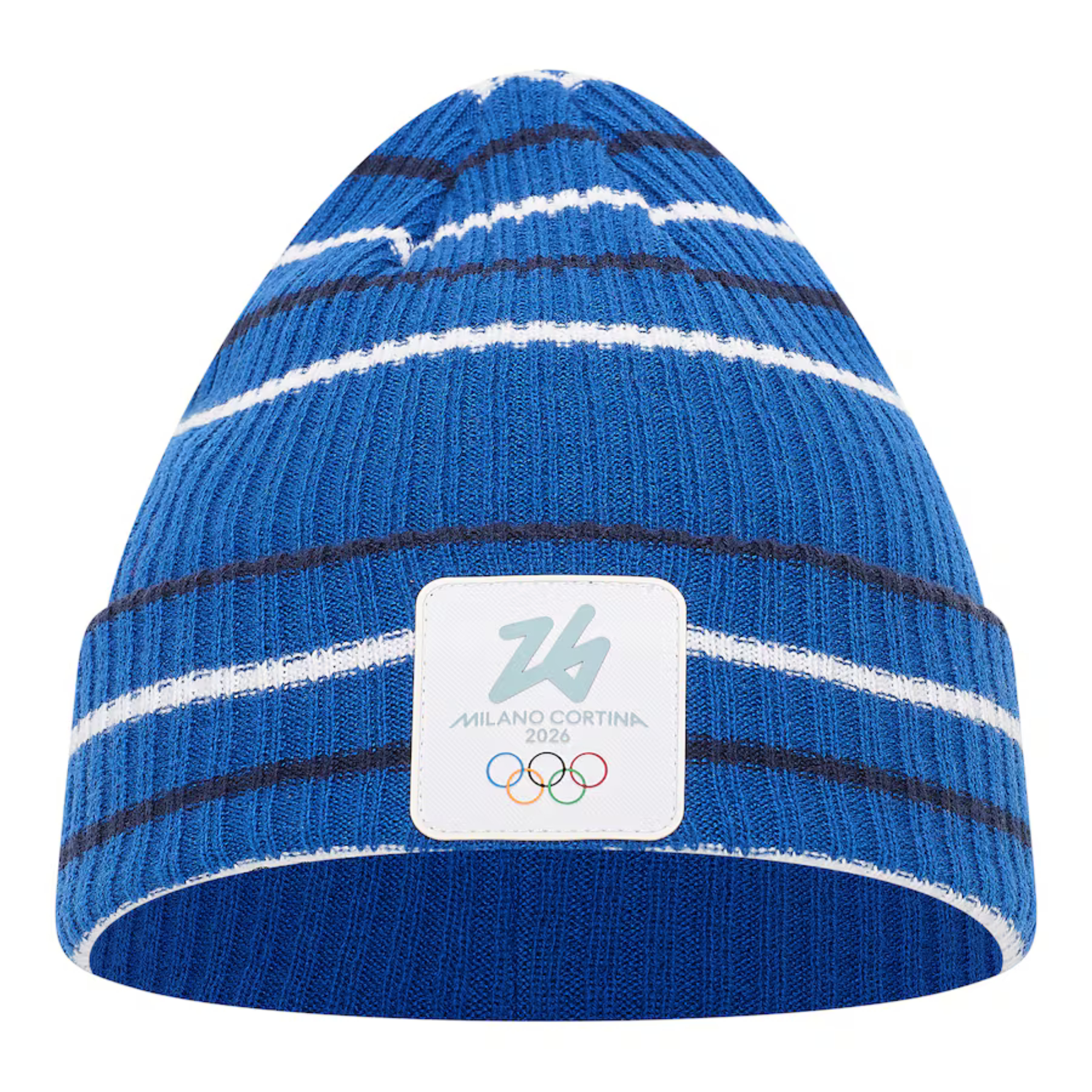 Featured image for “Berretto Stripe Blue Milano Cortina 2026”
