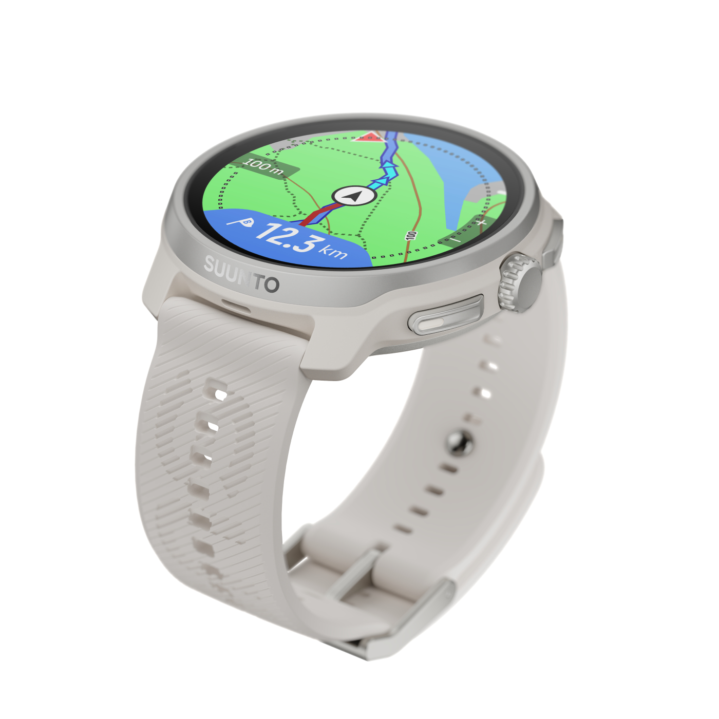 Suunto_Race 2-Feather Gray-Perspective top quarter-Feather Gray-navigation-map-route_EN
