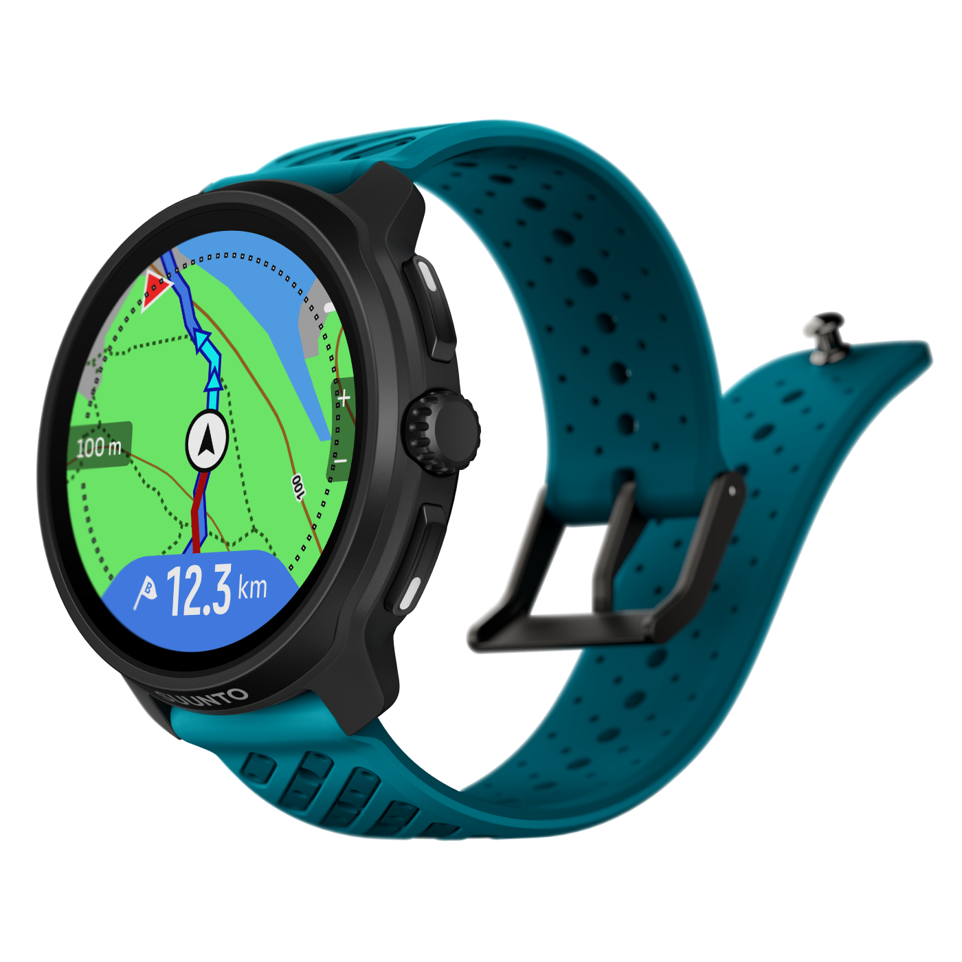 Suunto_Race 2-Wave Blue-Perspective right B-Wave Blue-navigation-map-route_EN
